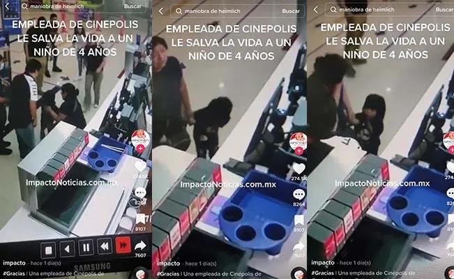 Una empleada de Cinépolis se lleva los aplausos tras salvar a un niño de asfixia