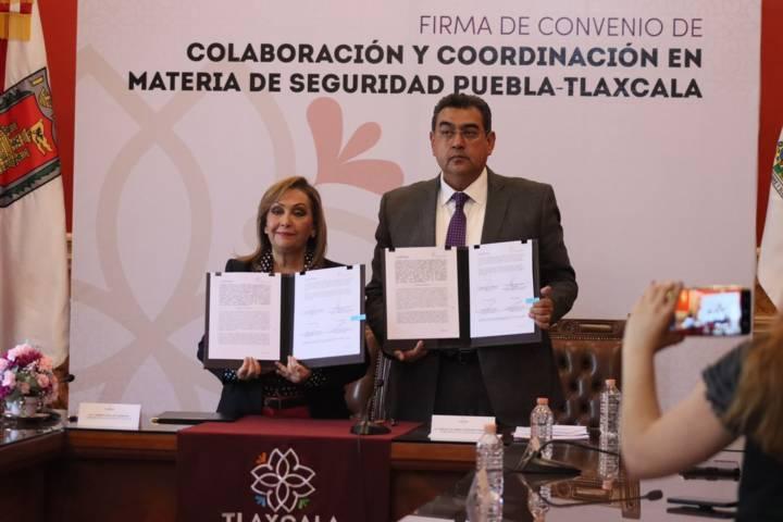 Firman convenio de colaboración y coordinación Tlaxcala y Puebla en materia de seguridad 