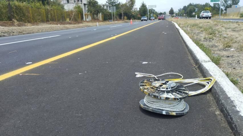 Inician marcado de líneas logarítmicas en la autopista Tlaxcala-Texmelucan en Panotla