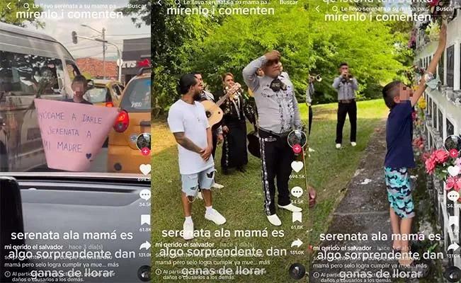 Un niño cumple el sueño de su madre muerta al llevarle serenata con la venta de sus rosas
