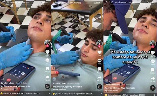 La reacción de un hombre cuando su novia lo termina y él se tatuaba el nombre de ella