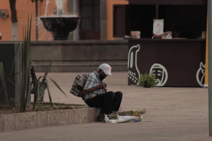 Persona de la tercera edad sobrevive vendiendo hierbas para remedios 