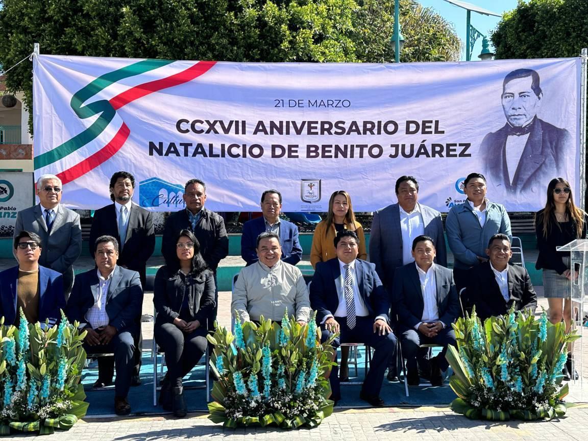 Raúl Juárez encabeza ceremonia de conmemoración al natalicio de Juárez en SPM 