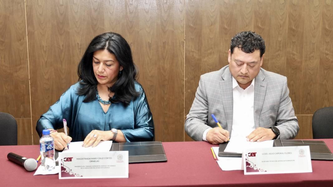 Impulsa la transparencia y rendición de cuentas el TSJ con firma de convenio con el Sistema Anticorrupción