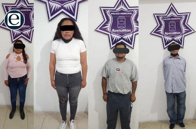 Detienen a cuatro presuntos ladrones de tiendas departamentales en Apetatitlan 