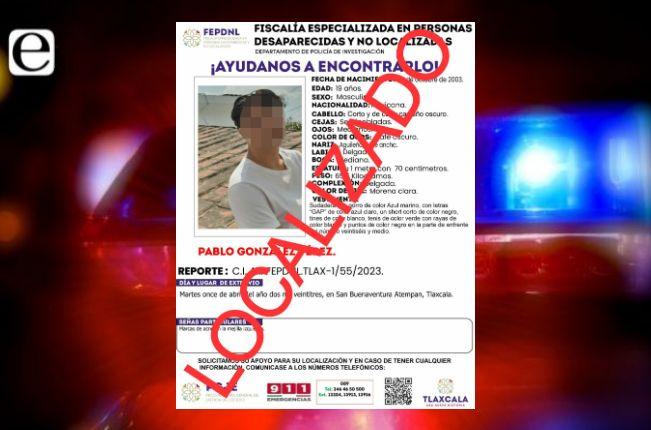 Pablo regresa tras haber escapado por voluntad propia de su casa