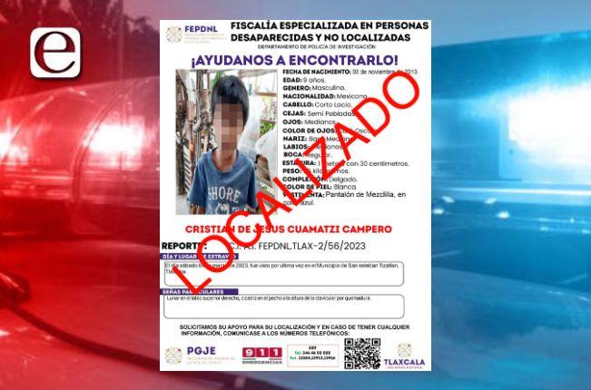 Ubica PGJE a menor de edad reportado como no localizado