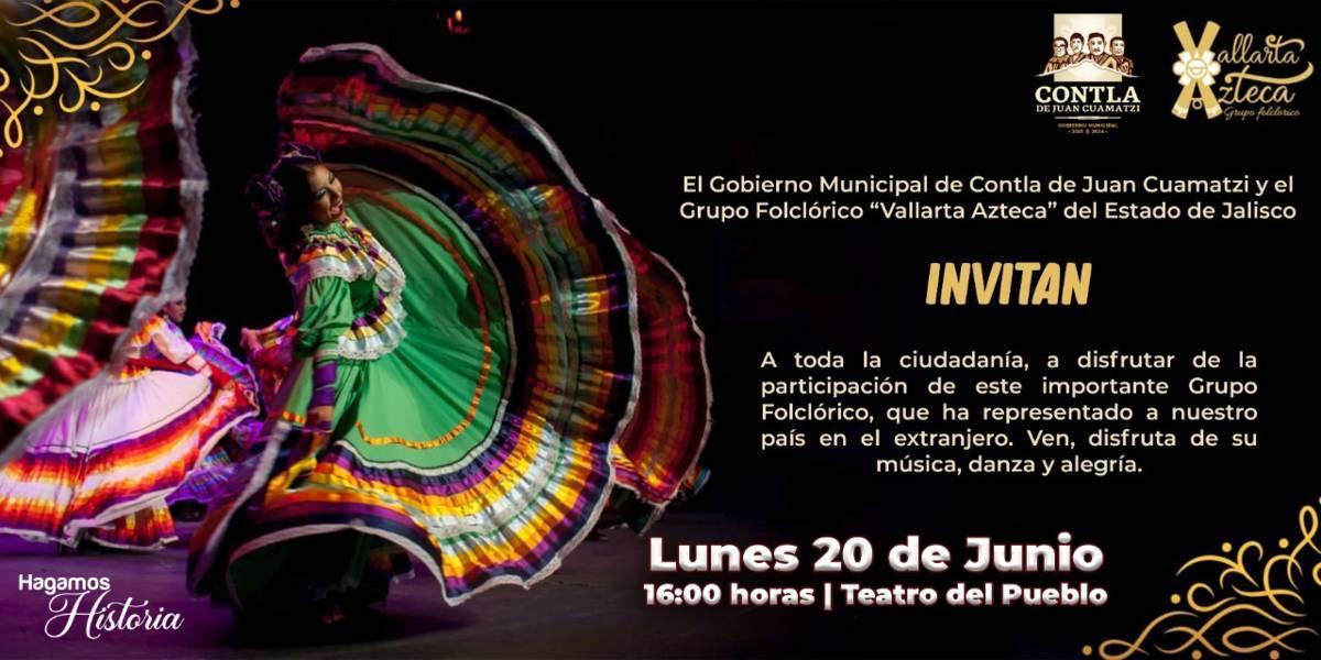 Se consolida Contla como anfitrión cultural; con la participación del Grupo Folclórico ¨Vallarta Azteca¨