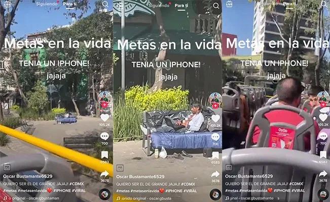 Se viraliza en redes sociales un indigente con laptop y Iphone