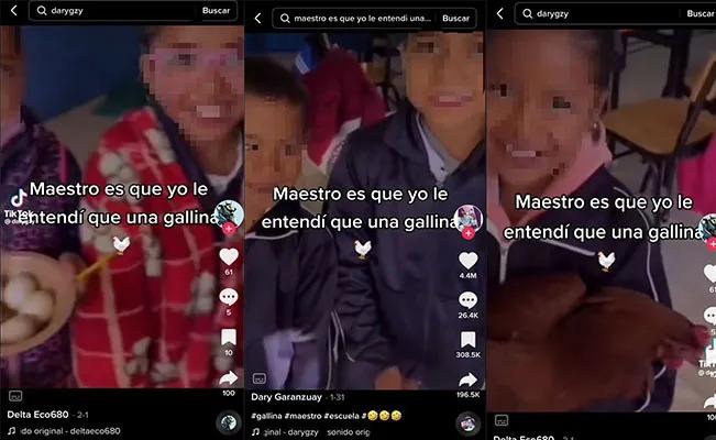 Una niña entrega por error una gallina en el salón de clases como tarea
