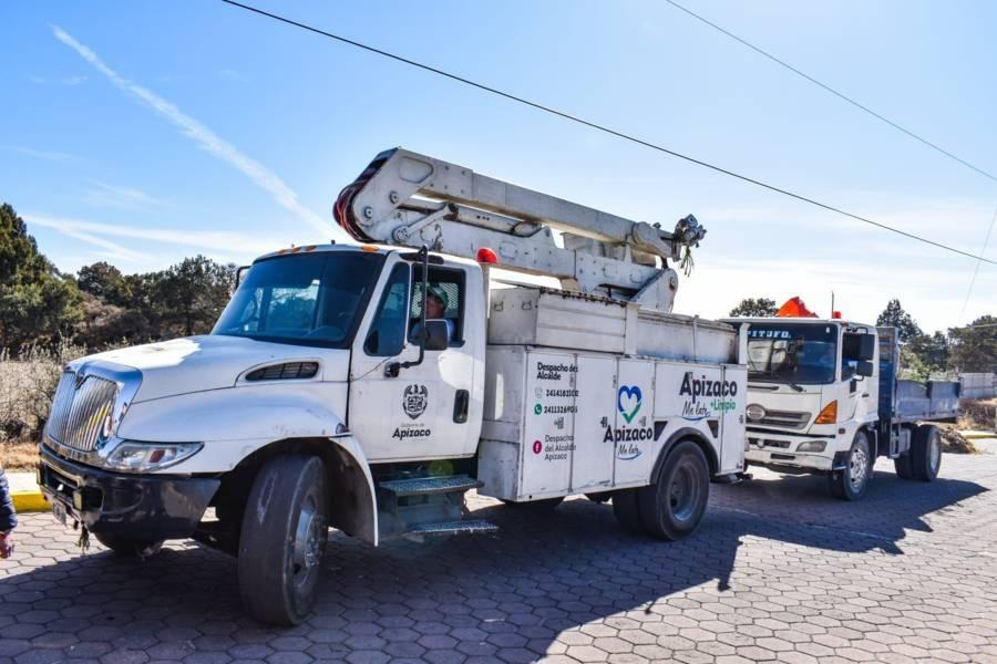 Se intensifican los trabajos de la brigada 212, alcalde de Apizaco visita Guadalupe Texcalac 