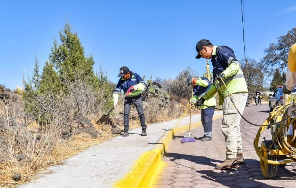 Se intensifican los trabajos de la brigada 212, alcalde de Apizaco visita Guadalupe Texcalac 