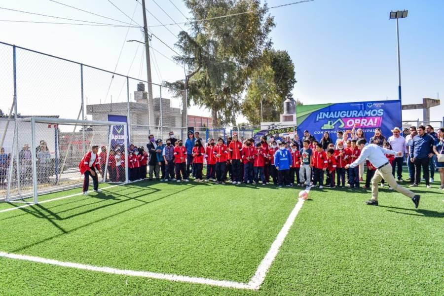 ¡La comunidad Morelos de Apizaco tiene multideportivo nuevo!, anuncia edil 