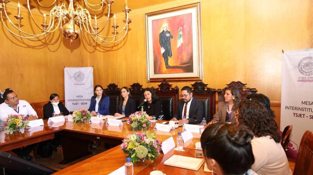 Realizan TSJE y SEDIF “Mesa interinstitucional” en favor de la niñez tlaxcalteca