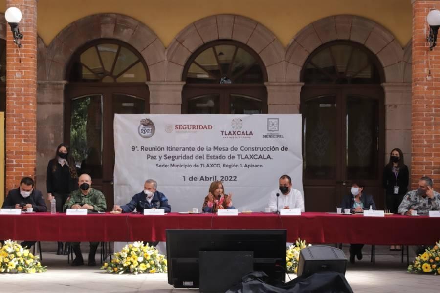Realizan novena reunión itinerante de la mesa de trabajo para la construcción de paz y seguridad en Tlaxco
