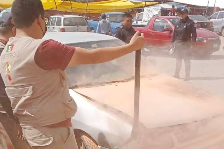 Evita Protección Civil de Huamantla incidente por fuego en el estacionamiento del Lienzo Charro