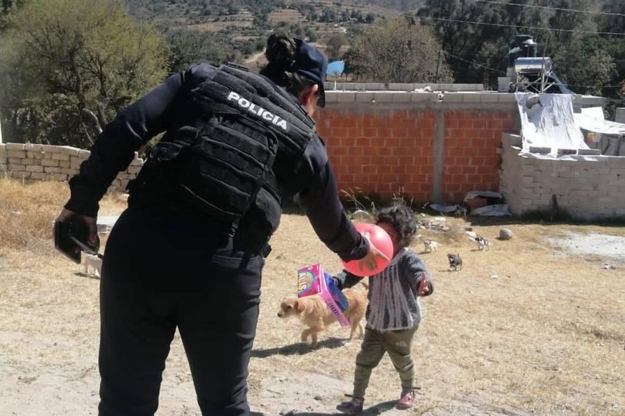 Llevan policías de Huamantla alegría y diversión a menores del municipio