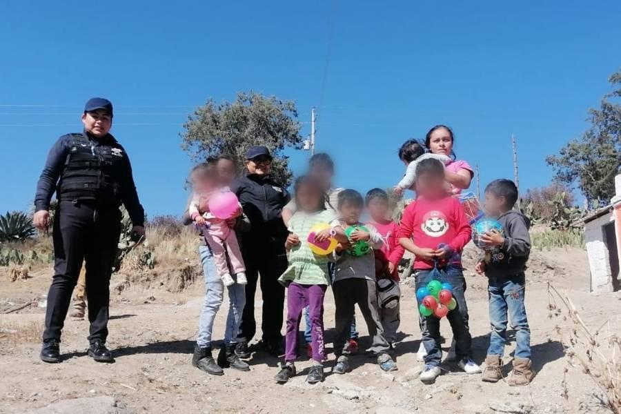 Llevan policías de Huamantla alegría y diversión a menores del municipio