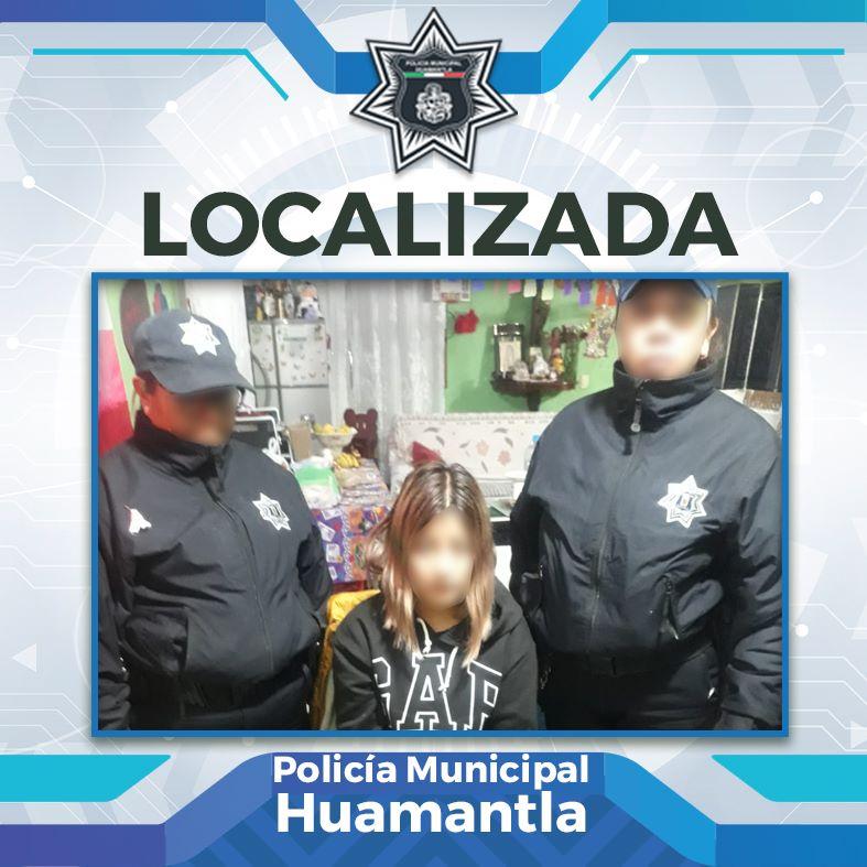 Localiza Policía de Huamantla a menor reportada por sus familiares como no localizada