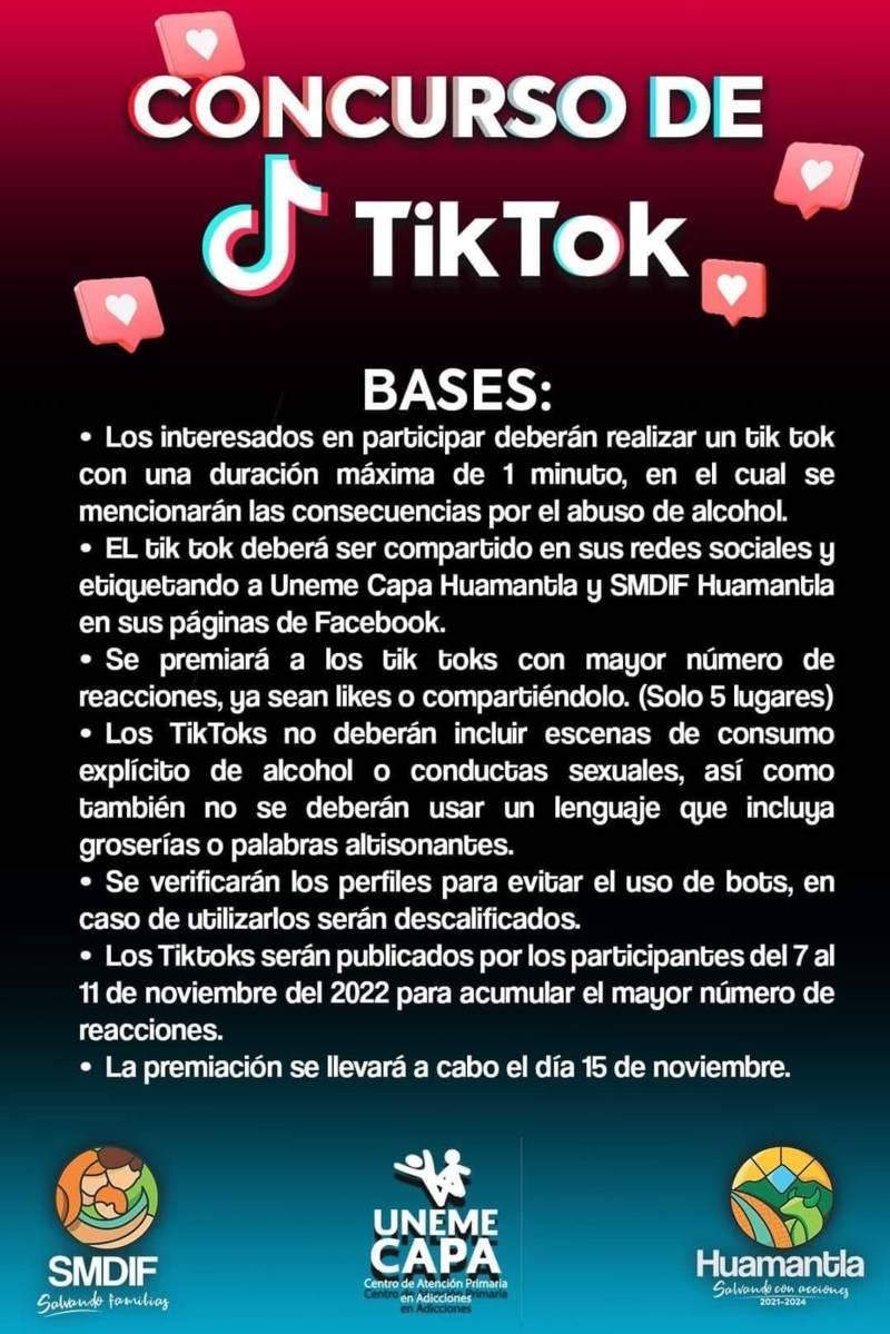 Invita SMDIF Huamantla a participar en concurso de tik tok para prevenir el consumo del alcohol