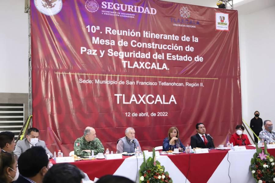 Encabezó Gobernadora Lorena Cuéllar la mesa de construcción de paz y seguridad en Tetlanohcan