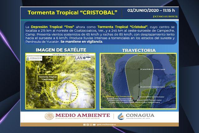 ​Se forma la tormenta tropical Cristobal, a partir de la Depresión Tropical Tres