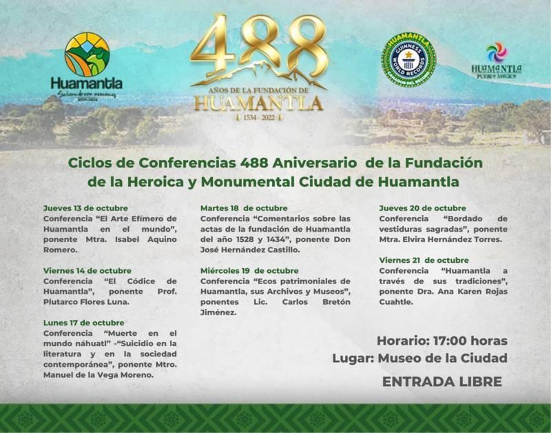 Inicia en Huamantla ciclo de conferencias con motivo de los 488 años de su fundación
