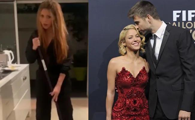 Shakira celebra San Valentín con trapeador en mano y en tacones tras infidelidad de Piqué