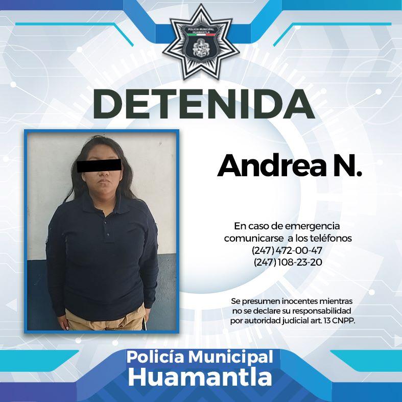 Detiene Policía de Huamantla a una mujer por el presunto delito de robo