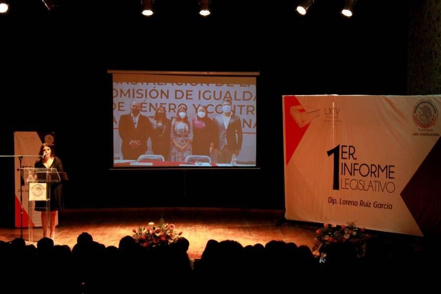 Rinde Lorena Ruiz su primer informe legislativo, destaca trabajo a favor de las y los tlaxcaltecas