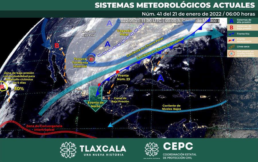 Tercera Tormenta Invernal afectará territorio tlaxcalteca el fin de semana