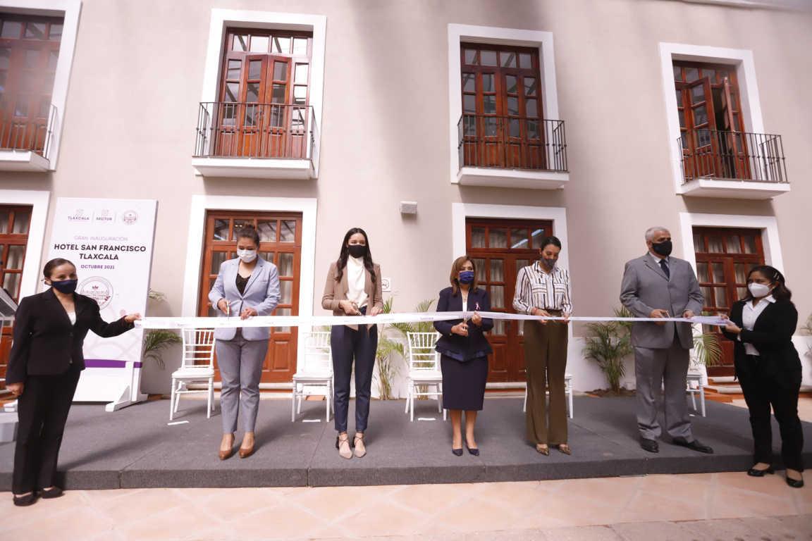 Gobernadora Lorena Cuéllar inauguró primera etapa del Hotel San Francisco Tlaxcala