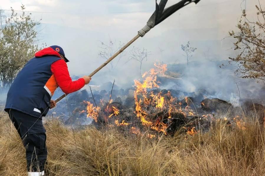 Atiende protección civil de Huamantla incendio cerca de Fidecix II