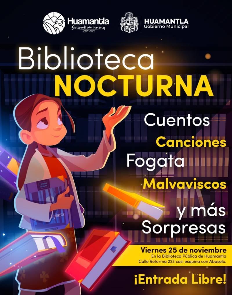 Invita Ayuntamiento de Huamantla a participar en la biblioteca nocturna