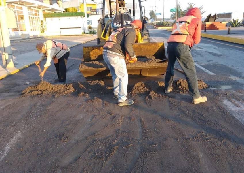 Mantienen labores de asistencia áreas del ayuntamiento de Huamantla tras intensa lluvia
