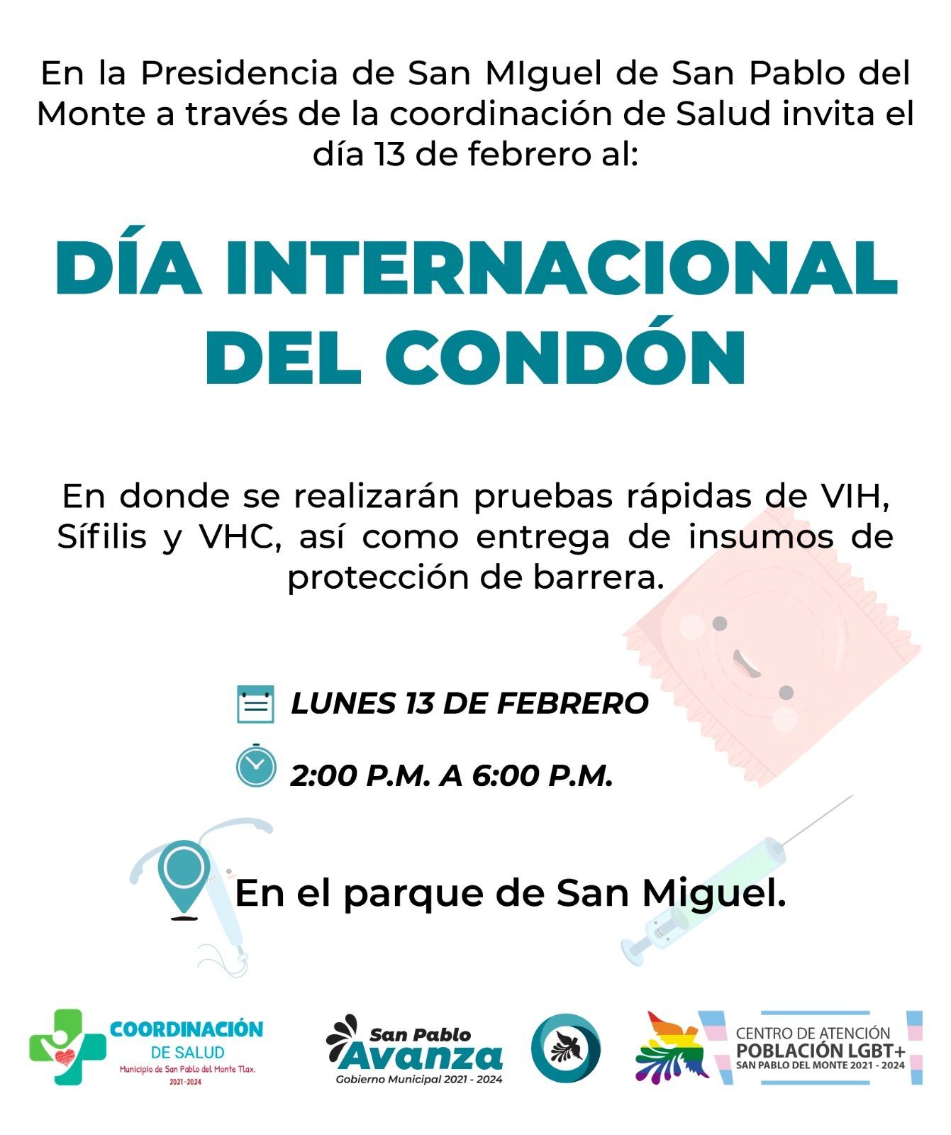 Invitan al Día Internacional del Condón en San Pablo del Monte 