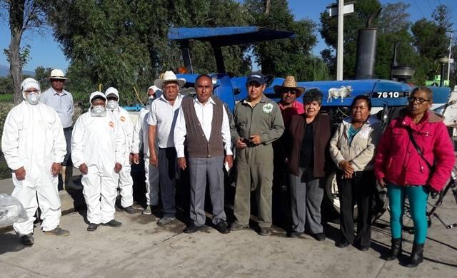 Gobierno de Tepetitla y Cesavetlax realizan fumigación contra el chapulín