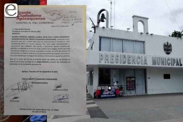 Frente Ciudadano ratificará sus demandas frente al cabildo de Apizaco  