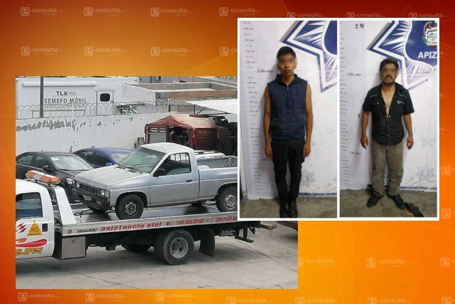 En flagrancia, aseguran a dos sujetos de Ixtapaluca por robo de auto en Apizaco