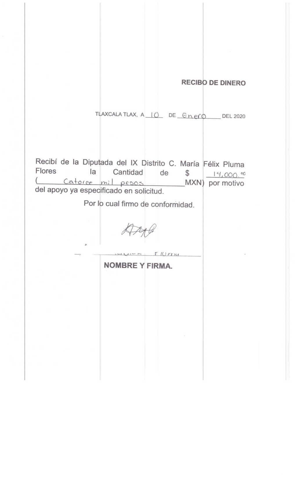 Exhiben recibos de supuestos apoyos que otorgó la ex diputada María Félix Pluma  