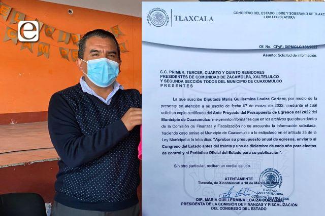 Además de irresponsable es cínico el alcalde Cuaxomulco; le miente al municipio