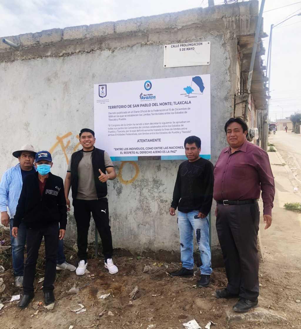 Ayuntamiento de San Pablo Del Monte realiza colocación de placas en zonas limítrofes Puebla-SPM