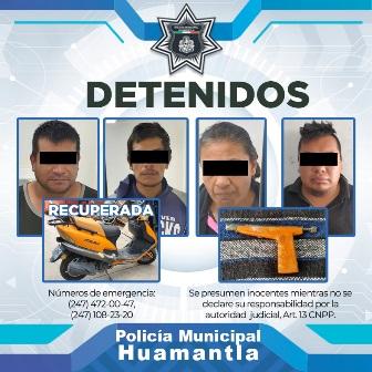 Capturan en Huamantla a cuatro delincuentes por robo