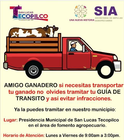 En Tecopilco invitan a ganaderos a tramitar su guía de tránsito 