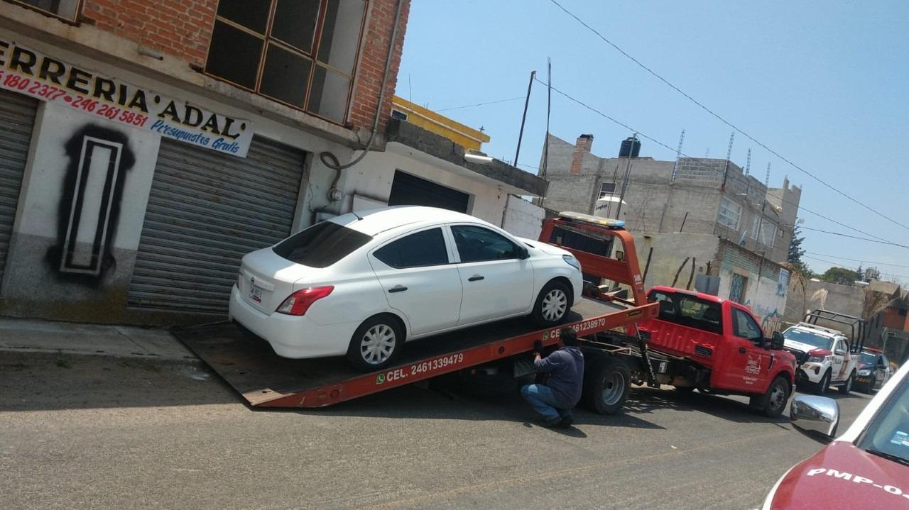 Efectivos de la policía de Panotla recuperan vehículo robado con violencia 