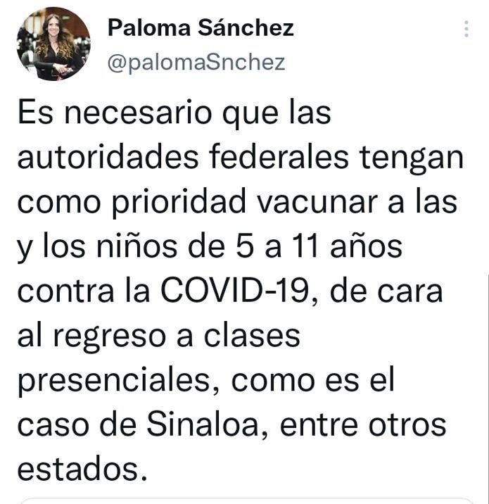 Pide diputada Paloma Sánchez vacunar a niños contra Covid-19