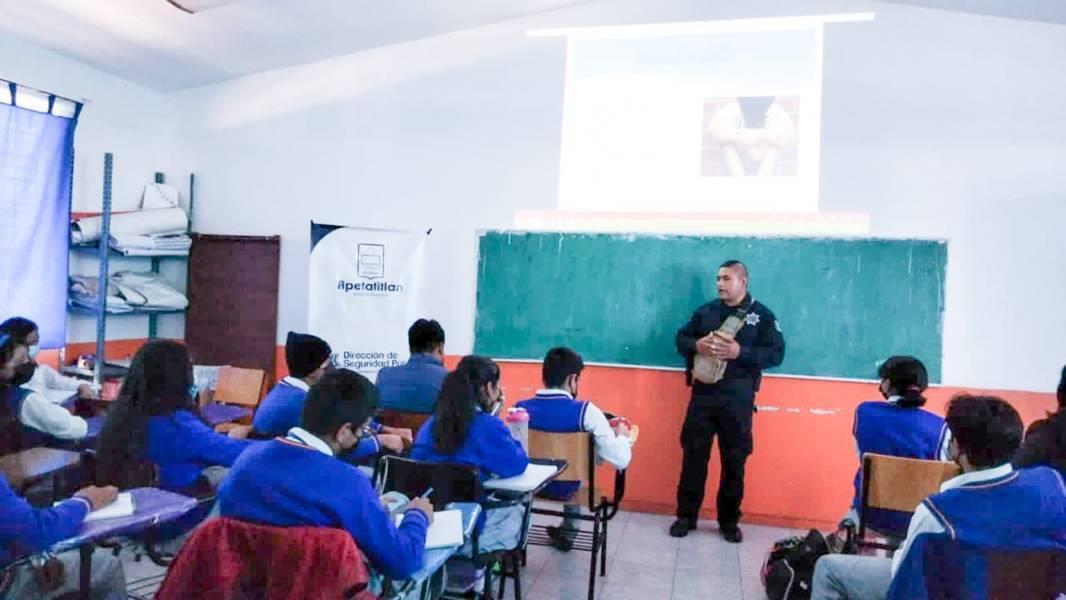 Dirección se seguridad de Apetatitlán realiza pláticas contra el bullying entre alumnos