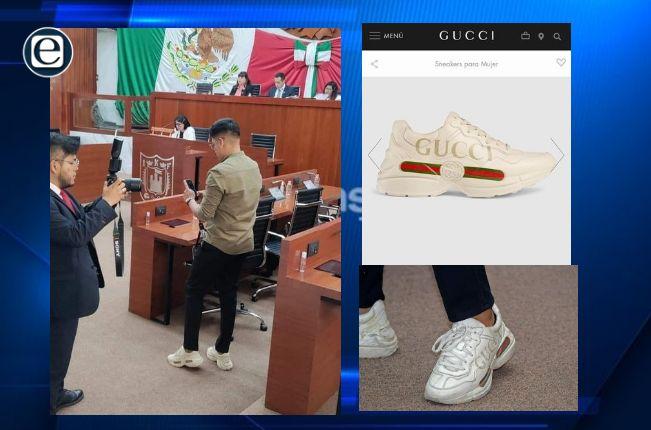 Diputado Meón presume lujosos tenis marca #Gucci de más de 20 mil pesos