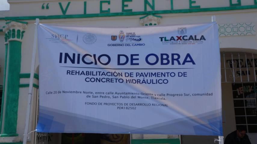 Inician obra de rehabilitación en Calle 20 de Noviembre, San Pablo del Monte