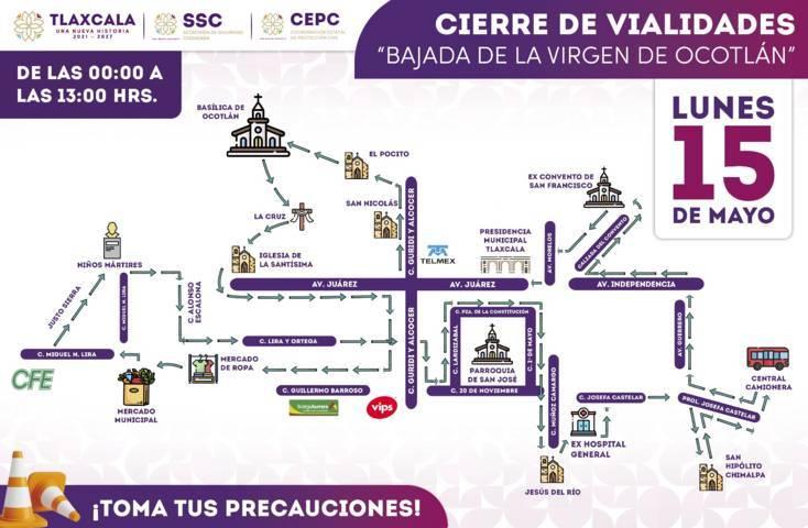 Emite CEPC recomendaciones para la bajada de la Virgen de Ocotlán el 15 de Mayo